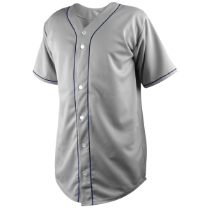 ADULT  BASEBALL JERSEY - Silver / Navy, M