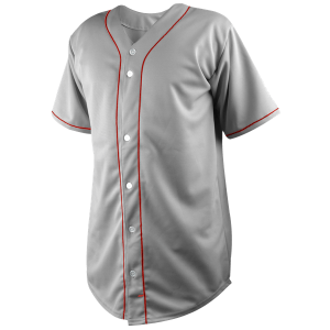 ADULT  BASEBALL JERSEY - Silver / Red, M