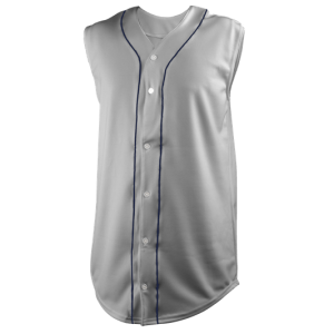 ADULT  BASEBALL JERSEY - Silver / Navy, M