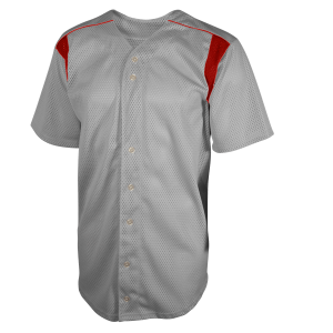 YOUTH  BASEBALL JERSEY - Silver / Red, M