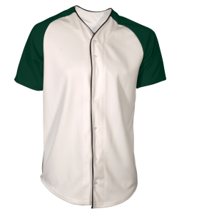 ADULT  BASEBALL JERSEY - White / D Green, M