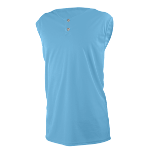 ADULT  2-BUTTON BASEBALL JERSEY SLEEVELESS - Columbian Blue, M