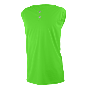ADULT  2-BUTTON BASEBALL JERSEY SLEEVELESS - Neon Green, M