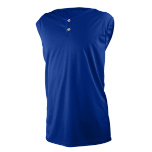 ADULT  2-BUTTON BASEBALL JERSEY SLEEVELESS - Royal Blue, M