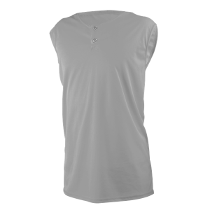 ADULT  2-BUTTON BASEBALL JERSEY SLEEVELESS - Silver, M
