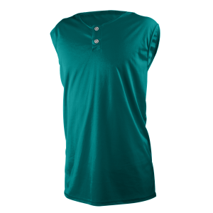 ADULT  2-BUTTON BASEBALL JERSEY SLEEVELESS - Teal, M