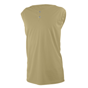 ADULT  2-BUTTON BASEBALL JERSEY SLEEVELESS - Vegas Gold, M