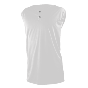ADULT  2-BUTTON BASEBALL JERSEY SLEEVELESS - White, M