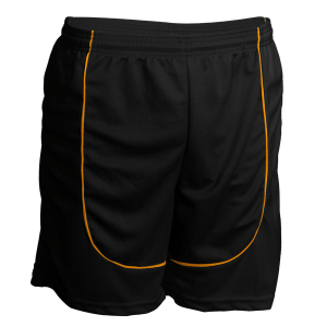 7"  ADULT  ATHLETIC SHORTS - BLACK / GOLD, M