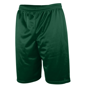 9"  ADULT  LINED MICRO MESH ATHLETIC SHORTS - Dark Green, M