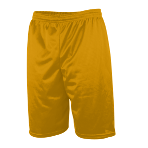 9"  ADULT  2 PLY MICRO MESH ATHLETIC SHORTS - Gold, M