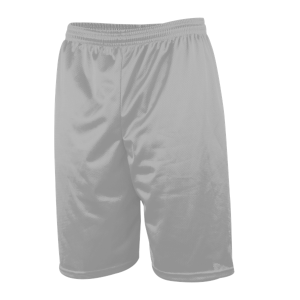 9"  ADULT  2 PLY MICRO MESH ATHLETIC SHORTS - Silver, M