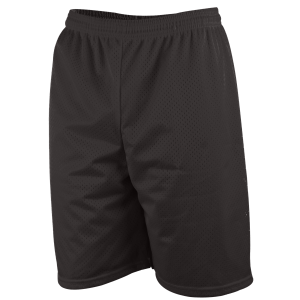 9"  ADULT  LINED TRICOT MESH ATHLETIC SHORTS - Black, M