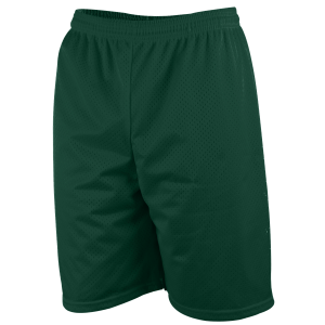 9"  ADULT  LINED TRICOT MESH ATHLETIC SHORTS - Dark Green, M