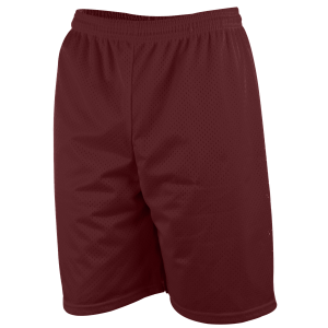 9"  ADULT  LINED TRICOT MESH ATHLETIC SHORTS - Maroon, M