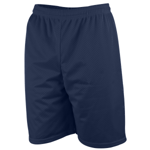 9"  ADULT  LINED TRICOT MESH ATHLETIC SHORTS - Navy Blue, M