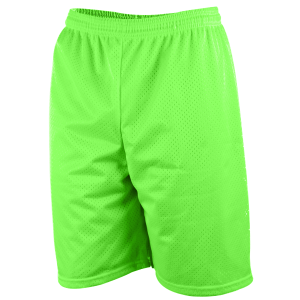 9"  ADULT  LINED TRICOT MESH ATHLETIC SHORTS - Neon Green, M