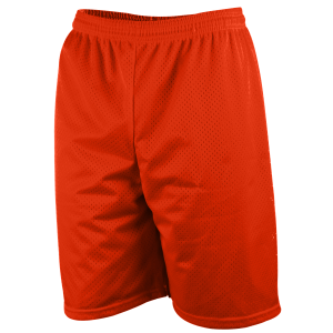 9"  ADULT  LINED TRICOT MESH ATHLETIC SHORTS - Orange, M