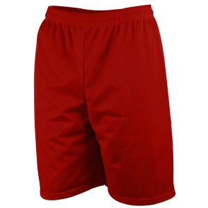 9"  ADULT  LINED TRICOT MESH ATHLETIC SHORTS - Red, M