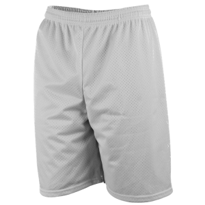 9"  ADULT  LINED TRICOT MESH ATHLETIC SHORTS - Silver, M