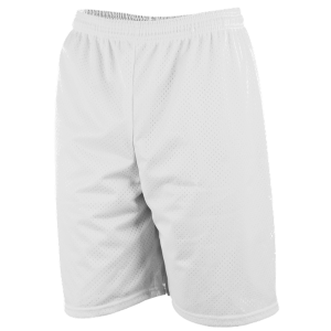 9"  ADULT  LINED TRICOT MESH ATHLETIC SHORTS - White, M