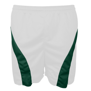 5"  ADULT  ATHLETIC SHORTS - White-with-D-Green, M