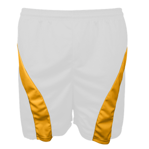 5"  ADULT  ATHLETIC SHORTS - White-with-Gold, M