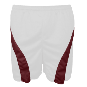 5"  ADULT  ATHLETIC SHORTS - White-with-Maroon, M