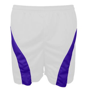 5"  ADULT  ATHLETIC SHORTS - White-with-Purple Green, M