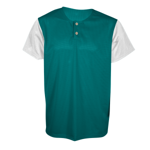 ADULT  2-BUTTON BASEBALL JERSEY - Teal, M