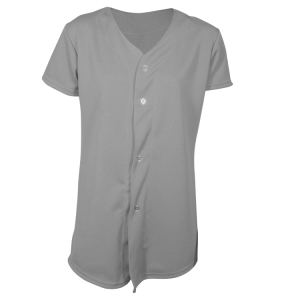 Girl's Full Button Softball Jersey - Silver, M