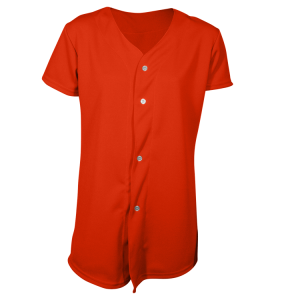 Girl's Full Button Softball Jersey - Orange, M