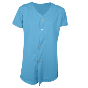 Girl's Full Button Softball Jersey - Columbian Blue, M