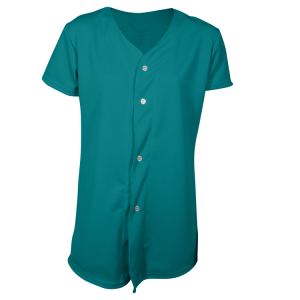 Girl's Full Button Softball Jersey - Teal, M