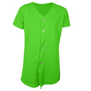 Girl's Full Button Softball Jersey - Neon Green, M