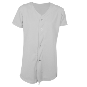 Girl's Full Button Softball Jersey - White, M