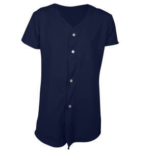 Girl's Full Button Softball Jersey - Navy Blue, M