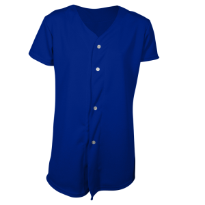 Girl's Full Button Softball Jersey - Royal Blue, M