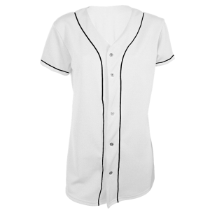 Women's Full Button Softball Jersey - White, M
