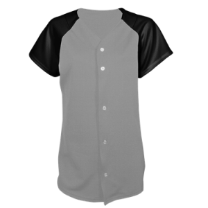 WOMEN'S SOFTBALL JERSEY - SILVER/BLACK, M