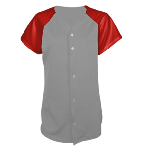 WOMEN'S SOFTBALL JERSEY - SILVER/RED, M