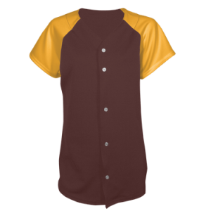 WOMEN'S SOFTBALL JERSEY - BROWN/GOLD, M