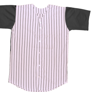 ADULT  PINSTRIPE BASEBALL JERSEY - White / Black, M