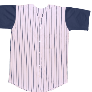 ADULT  PINSTRIPE BASEBALL JERSEY - WHITE / NAVY BLUE, M