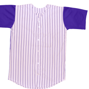 ADULT  PINSTRIPE BASEBALL JERSEY - White / Purple, M