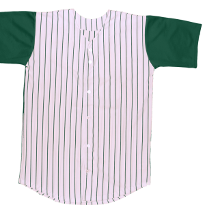 ADULT  PINSTRIPE BASEBALL JERSEY - White / Dark Green, M