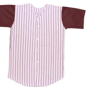 ADULT  PINSTRIPE BASEBALL JERSEY - White / Maroon, M