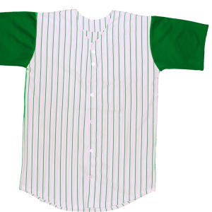 ADULT  PINSTRIPE BASEBALL JERSEY - WHITE / KELLY GREEN, M