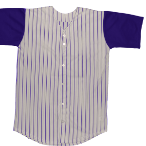 ADULT  PINSTRIPE BASEBALL JERSEY - Silver / Purple, M