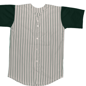 ADULT  PINSTRIPE BASEBALL JERSEY - SILVER / DARK GREEN, M